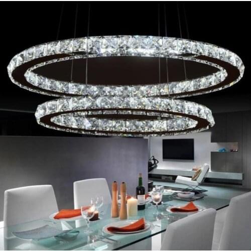 NEW stainless steel LED Chandeliers led lamps High-power Ellipse K9 crystal Chandelier living room led lustre lighting Pendant