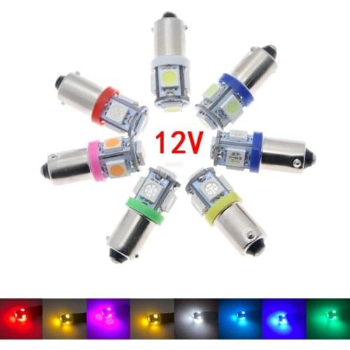 T4W BA9S 5 SMD 5050 Car LED Interior Lamp Side Marker Backup Tail Reading Bulb Door License Plate Light Green Red Blue Yellow