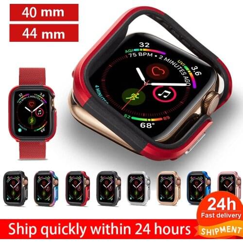 Slim Watch Cover for Apple Watch 5 4 Case series 5 4 40mm 44mm Soft Clear TPU+alloy Protector for iWatch 5 4 band 44MM 40MM