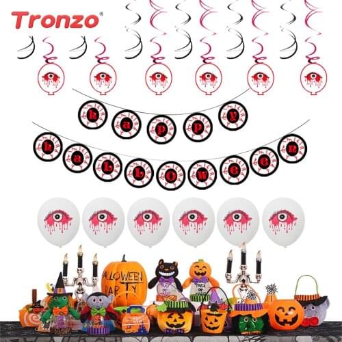 Tronzo Happy Halloween Pumpkin Ghost Balloons Set Halloween Decoration Spider Foil Balloons Party Banner Halloween Party Favors