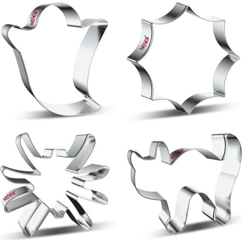ZADE Halloween Cookie Cutter Spider,Ghost,Cat Biscuit Fondant Sandwiches Cutters - Stainless Steel