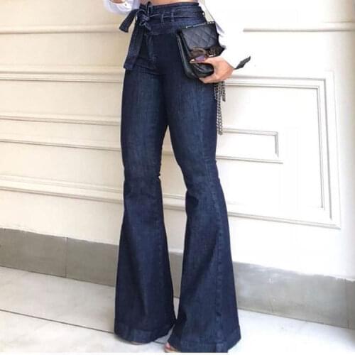 Bell Bottom Jeans New Womens Vintage Pants High Waist Micro Elastic Lace Up Flared Pants Wide Legged Pants Jeans For Women