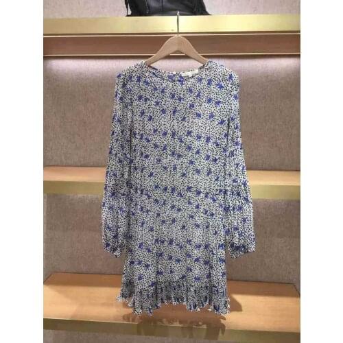 And 2021 summer spring new small fresh long-sleeved round neck printed womens dress