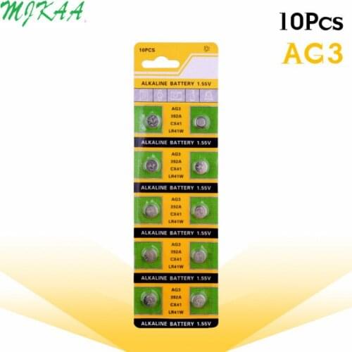 10pcs/pack AG3 For Watch Toys Remote SR41 192 Cell Coin Alkaline Battery 1.55V L736 384 SR41SW CX41 LR41 392 Button Batteries
