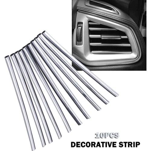 10 Pcs Car Accessories Auto Silver Air Conditioner Air Outlet Decoration Strip Car Decoration Strips