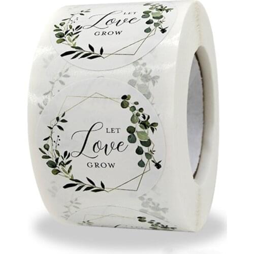 1.5 Inch 500 Pcs/Roll, Round Flower Thank You Kraft Paper Label Stickers for Baking Gift Card, Party, Wedding Wrapping