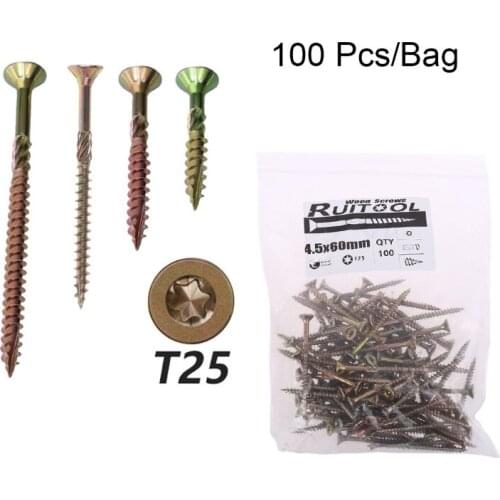 100pcs T25 Woodworking Plum Blossom Self Tapping Screws Deck Wood Binding Screw
