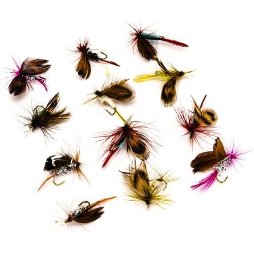 12pcs Insects Flies Fly Fishing Lures Bait Artificial Fishing Bait Feather Single Treble Hooks Carp Fish Lure Water surface