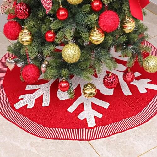 2020 New Product 48 Inch Christmas Knitted Wool Apron Acrylic Knit Snowflake Christmas Tree Skirt Decorative Apron
