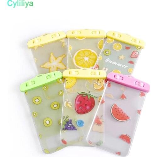 300pcs Waterproof Dry Bag Fruit Series for Swimming Diving Phone Bag Cute Cartoon Mobile Phone Bag for iPhone X 8 Plus Samsung