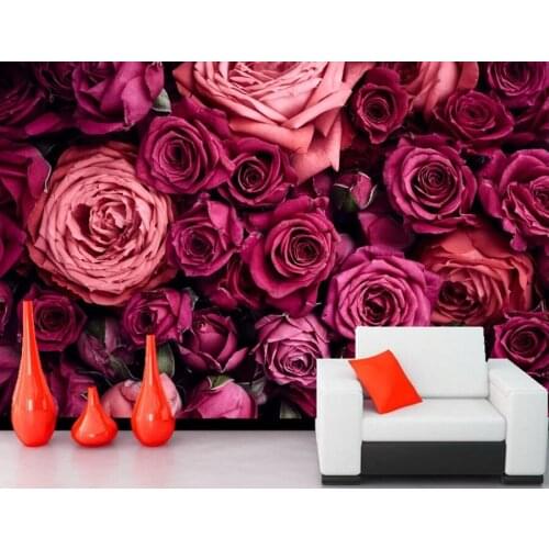 Custom 3D mural,papel de pared,Roses Many Closeup Wine color Flowers wallpapers,living room sofa TV wall bedroom 3d wallpaper