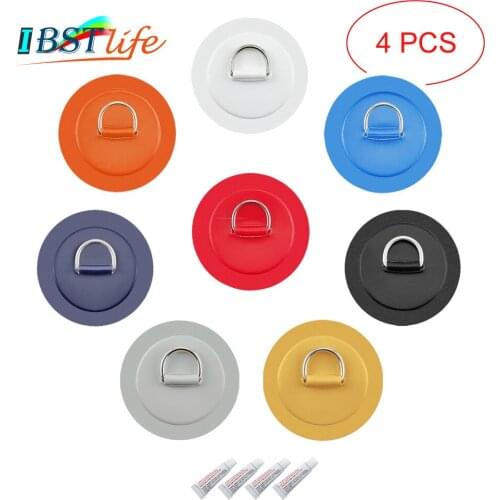 4PCS/lot 11cm Stainless Steel D Ring Pad/Patch With Glue for PVC Inflatable Boat Raft Dinghy Canoe Kayak Surfboard SUP Tie Down