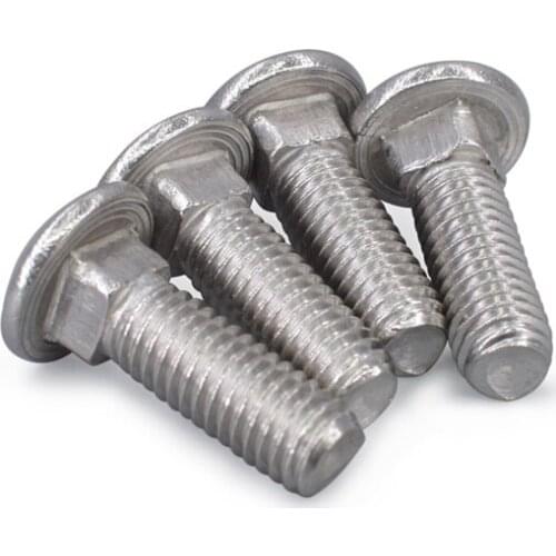 50pcs GB12 M6 M8 M10 M12 Semi-round head square neck bolts 304 stainless steel bolts Screws