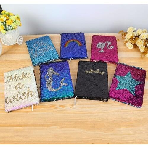 A5 Diary Notebook Mini Double Sided Sequin Blank page Graffiti Notebook Creative Stationery 3Colors Animal diary notepad paper