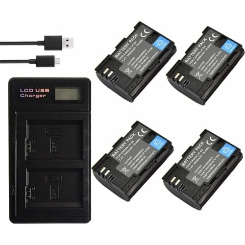 2650mAh LP E6 LP-E6 LPE6 Digital Camera Battery +USB LCD Dual Charger for Canon Mark II Mark III 6D 7D 60D 60Da 70D 80D 5DS 5D