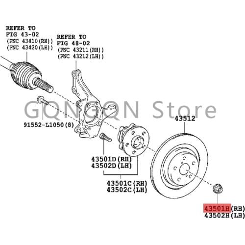 CAR nut (for front axle left axle) 2001- 2020 Toy ot aAYG O IQ VER SO-S YAR IS/H YBR ID (FRP) nut tire nut