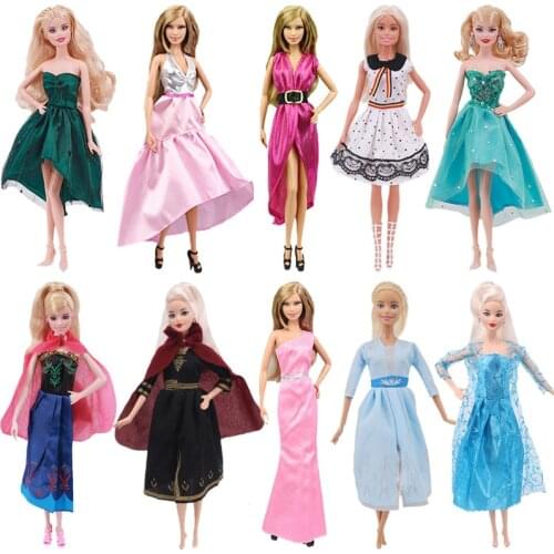 Barbies Clothes Froezn Dsiney Barbies Elsa Princess Dress Cartoon Daily Casual Wear Doll Accessories For Barbie Girl`s Toy DIY