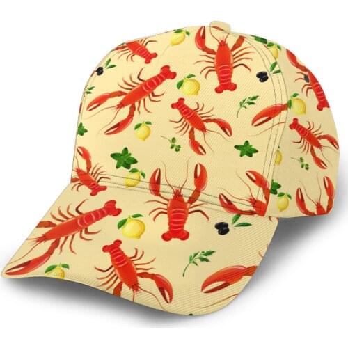 Lobster Sea Food Lemon Pattern Baseball Cap women men snapback caps Classic Style hat Casual Sport Outdoor cap