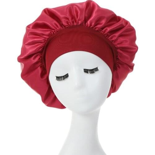 Womens Satin Solid Sleeping Hat Night Sleep Cap Hair Care Bonnet Nightcap For Women Men Unisex Cap