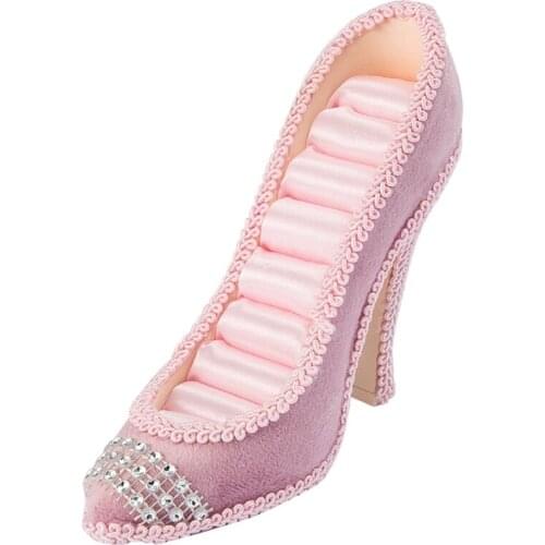 Flannel High Heels Ring Seat Jewelry Storage Display Female Home Creative Ornaments Model Wedding