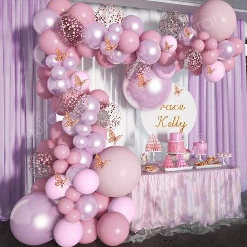 Pink Balloon Garland Arch Kit Chrome Gold Latex Ballon Birthday Party Decor Kids Wedding Birthday Ballon Baby Shower Girl Decor