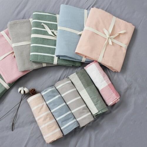 Cotton Bed Sheets Lattice Breathable Comfortable Striped Single Double Bedsheet Home Bedroom Dormitory Bed Cover Fitted Sheet