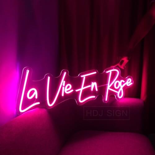 Personalized Design Custom La vie en rose Neon Sign LED Light Wall Decor For Home Bedroom Cafe Wedding Party Background Decor