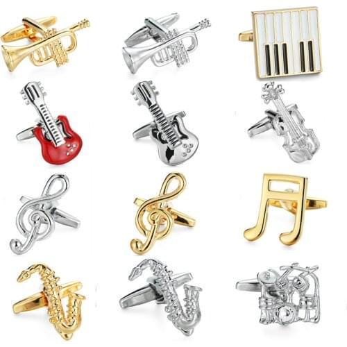 KC-1322 Free Shipping 18 Designs Guitar Cufflinks Music Design Musical Note Cuff Links Piano Bass Cufflinks