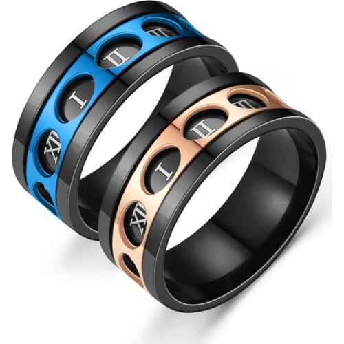 BAECYT Titanium Stainless Steel Roman Numerals Ring Rotation Depressurize Rings For Men Women Fashion Ring Jewelry Accessories