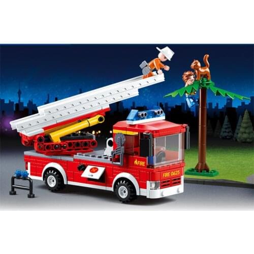 DIY SLuban assembled building blocks toy for childrens boy fire fighting hero series ladder fire truck birthday Christmas gift