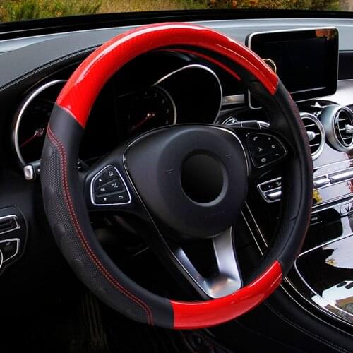 High Light Splice Leather Soccer Pattern Willow Patterned 37-38cm Universal Massage Car Steering Wheel Cover 3D Carbon Fiber