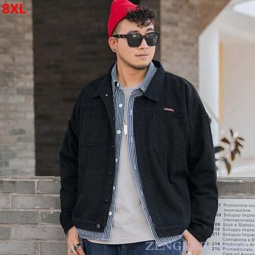 Trendy Korean version large size mens loose bat sleeve denim jacket plus size 7XL 8XL jacket mens clothing jean jacket men