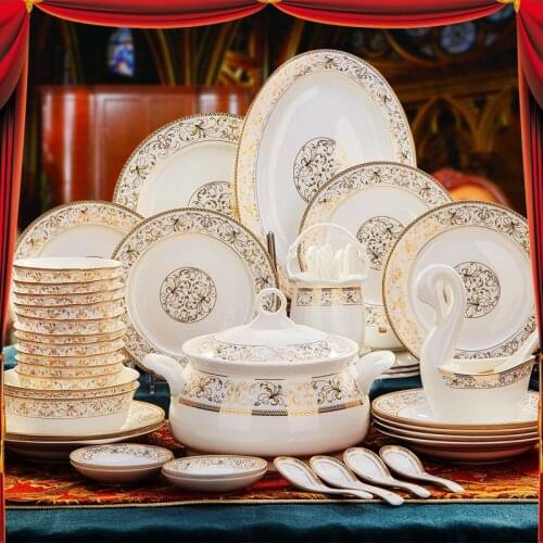 Fashion Ceramic Tableware Set Dishes Home Bone China Bowl Kitchen Microwave Dishes Household Tableware Utensils Dinnerware Sets