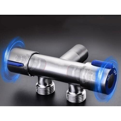 Stainless Steel One Into Two Three-way Angle Valve, Double Handle Double Control Single Cold Multi-function Faucet