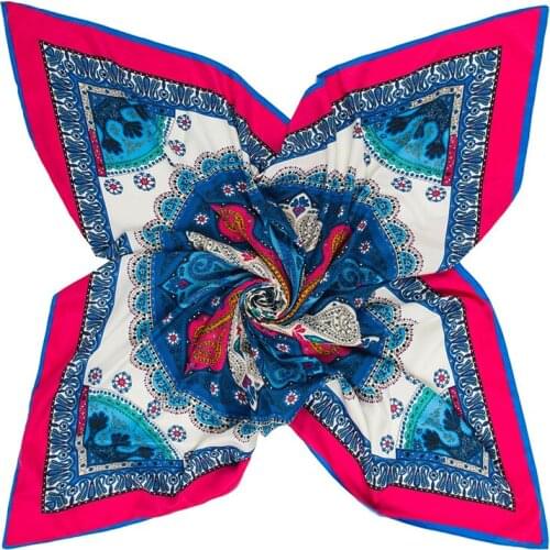 New 100% Silk Square Scarf Women Spain Cashew Print Hijab High Quality Foulard Lady Silk Scarf Big Bandana Bohemia Shawl Wraps