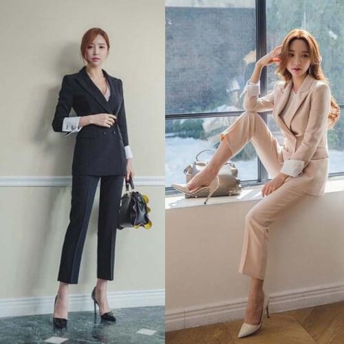 New professional small suit suit spring and autumn ladies fashion Blazers high quality jacket casual Slim two-piece trousers T