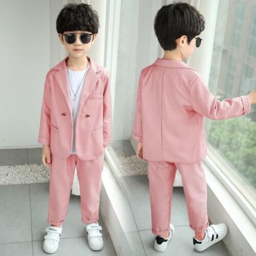 Autumn Shool Fashion Boys Clothes 2Pcs/set For 18M 2 3 4 6 8 10 12Yrs Turn-down Coat + Pant Casual Loose Baby Boy Clothes Set
