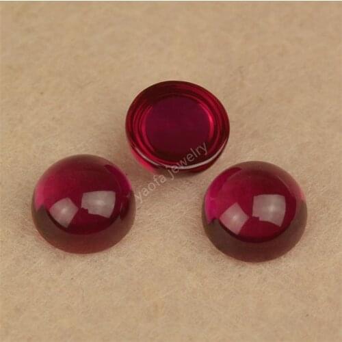 Size 5A 1~15mm Loose Flat Bottom Cabochon Round Cut 5# Red Rose Color Corundum Gems Lab Created Stone For Jewelry Accessories