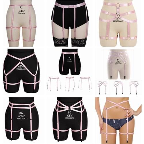 Pink Erotic Accessories Gothic Belt Punk Fetish Leg Harness Sexy Pole Dance Bondage Body Harness Belt Thigh Stockings Garter