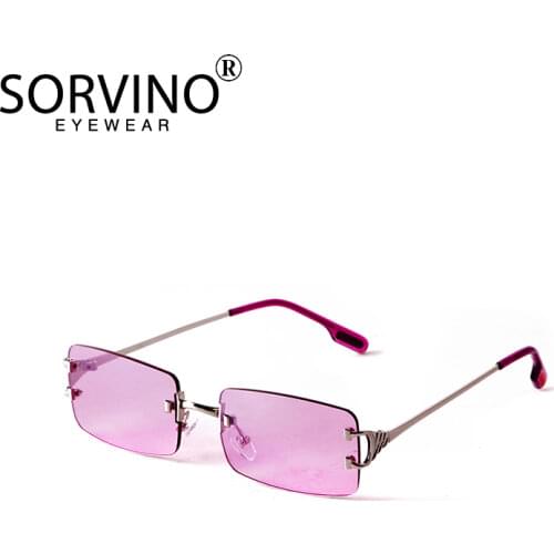 SORVINO New Rimless Sunglasses Fashion Metal Women Rectangle Small Frame 2020 Colorful Glasses Funky Style Glasses Female A0014