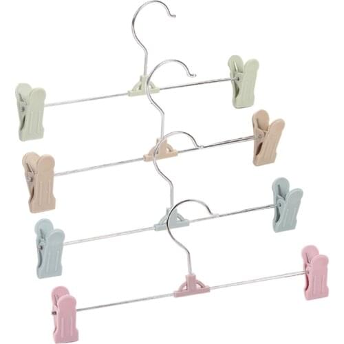 Trouser Hangers, 10 Pack Skirt Hangers with Adjustment Plastic Grip Pant Hangers