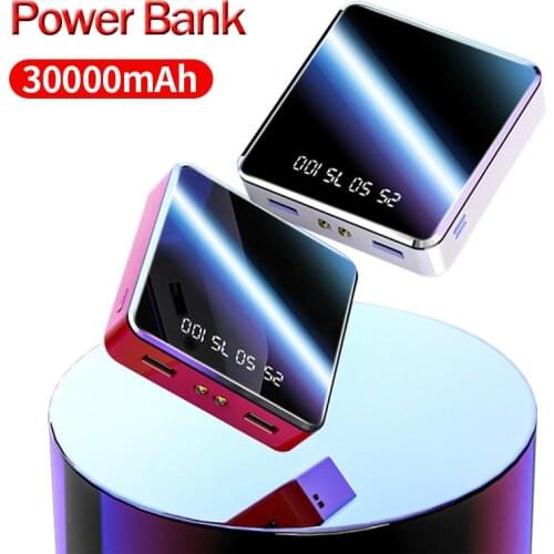 30000mah Power Bank Mini Portable Charger Powerbank with LED Lamp Quick Charging External Battery Charger For iPhone Xiaomi mi