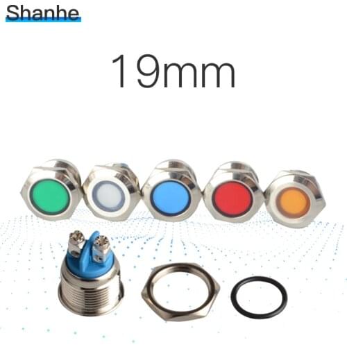 19mm Waterproof IP67 LED Metal Signal Indicator Lamp Light Pilot Warning Power Screw 5V 12V 24V 220V