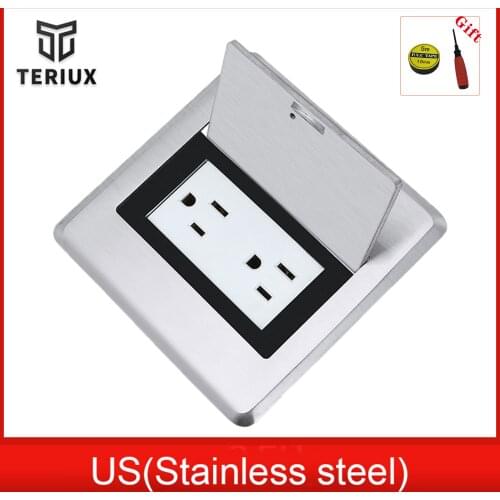 Residential socket recessed US Standard floor receptacle silvery stainless steel floor socket box 250v