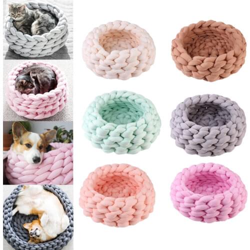 Knitting Cotton Large Pet Dogs Cats Bed Soft Warm Kennel Mat Puppy Cushion House Cat Supplies