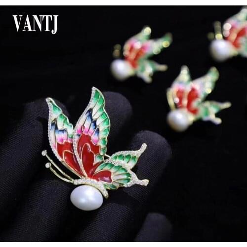 Freshwater Pearl Butterfly Brooch Sterling 925 Silver Gemstone Spinel for Women Lady Party Wedding Jewelry Gift Wholesale