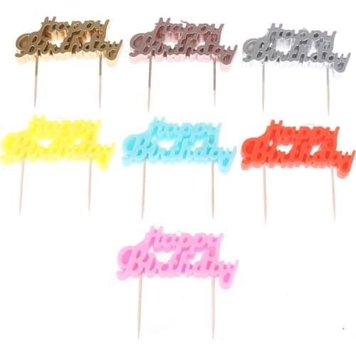 1pcs Happy Birthday Cake Topper Plastic Letter Candle Cupcake Top Girls Birthday Party Dessert Table Decoration Supplies