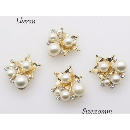 New 10pcs 20mm Crystal pearl Buttons Ornaments Rhinestones Alloy buttons Clothing Decorations DIY Accessories Patch Buttons