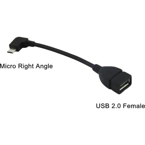 1x Micro 5 pin Male Right Angle to USB 2.0 A Female Host OTG Data Adapter Cable Cord 12cm