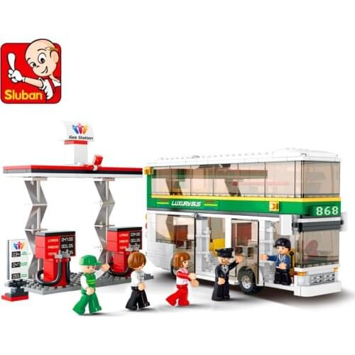 403pcs SLuban Building Blocks 0331 City Double-decker Bus Assembly Model Assembly Toy Gifts